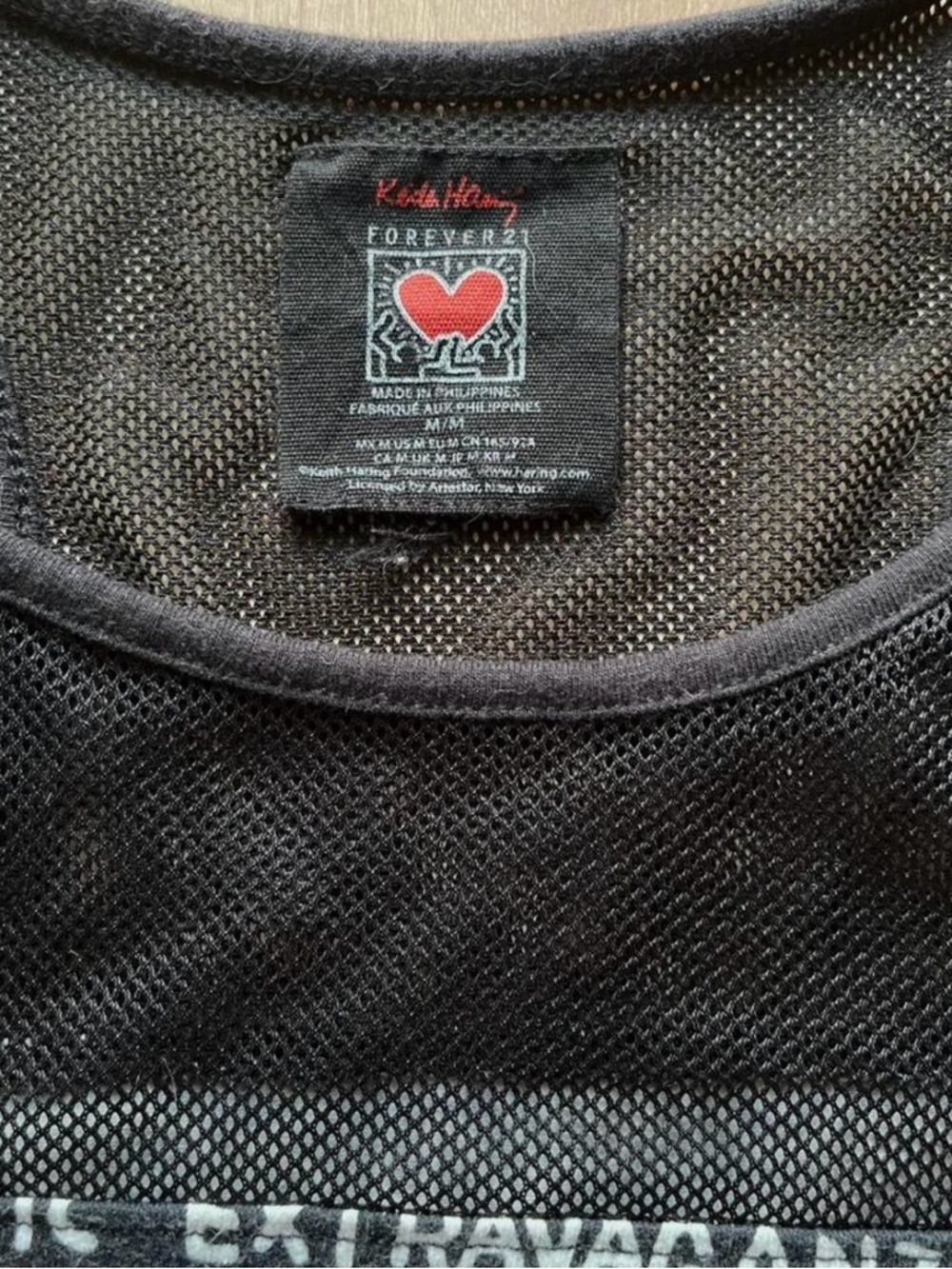 Forever 21 Black & White Luna Graphic Mesh Crop Tank - Picture 2 of 2